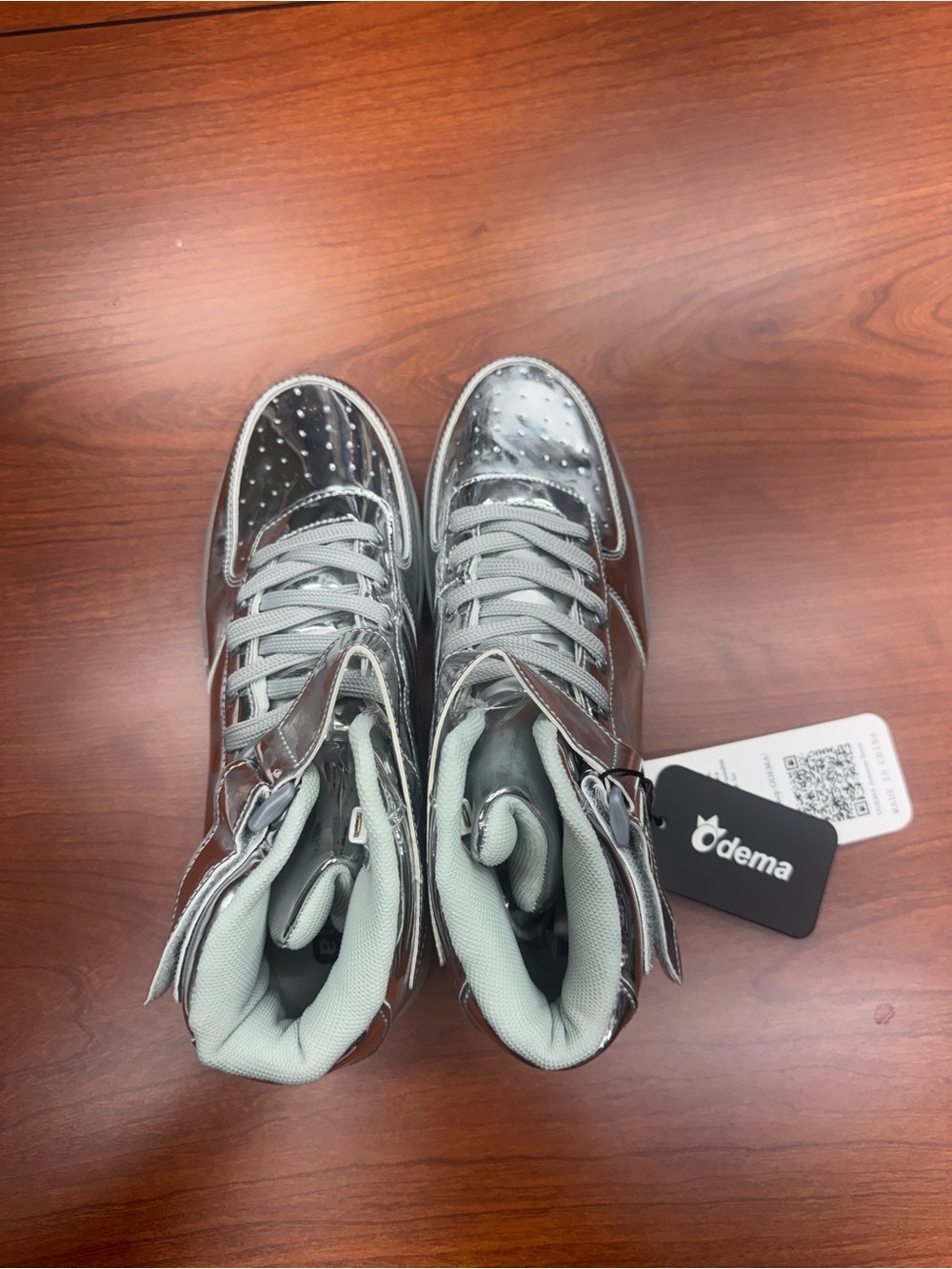 Women's Metallic Silver High-Top Sneakers